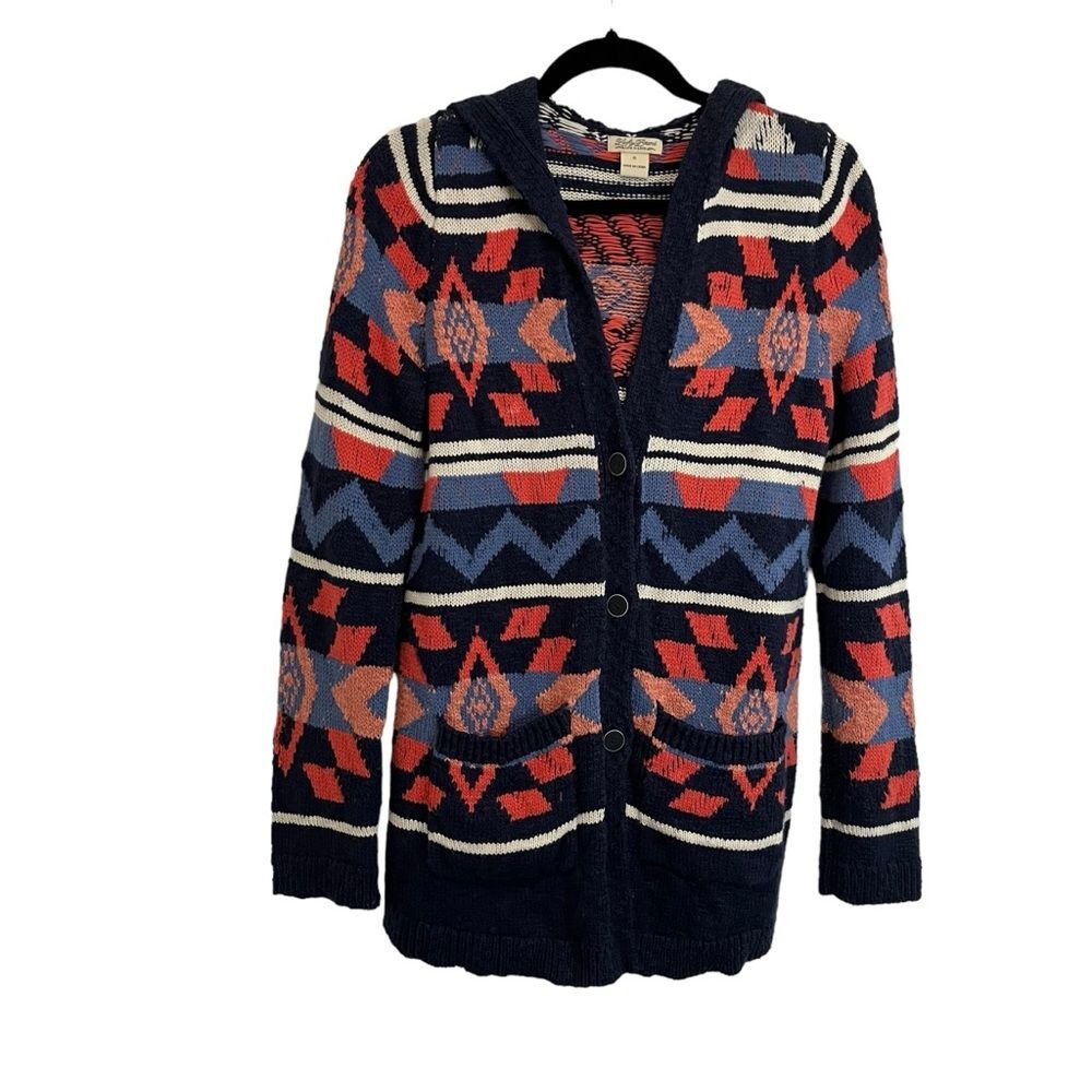Lucky Brand Long Cardigan Sweater Button Front Southwest Aztec Women's Size S